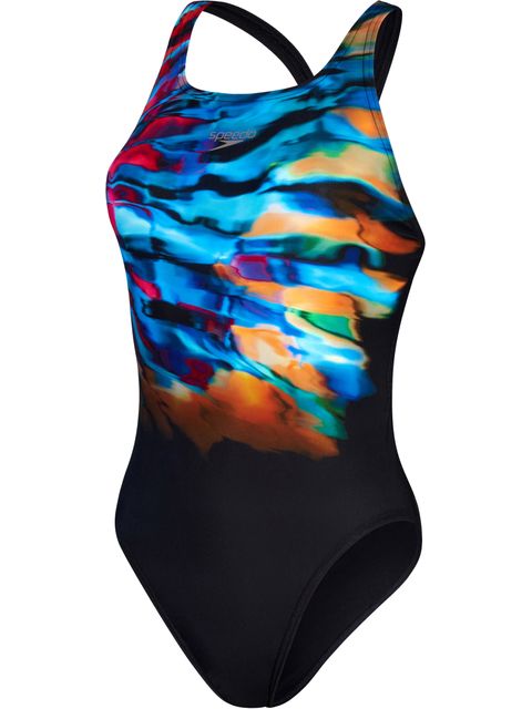 Speedo Leaderback One Piece - Black/Cobalt/Pink