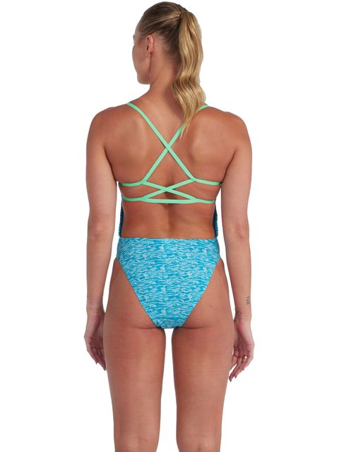 Speedo Lattice Back One Piece - Aquarium/Aquasplash
