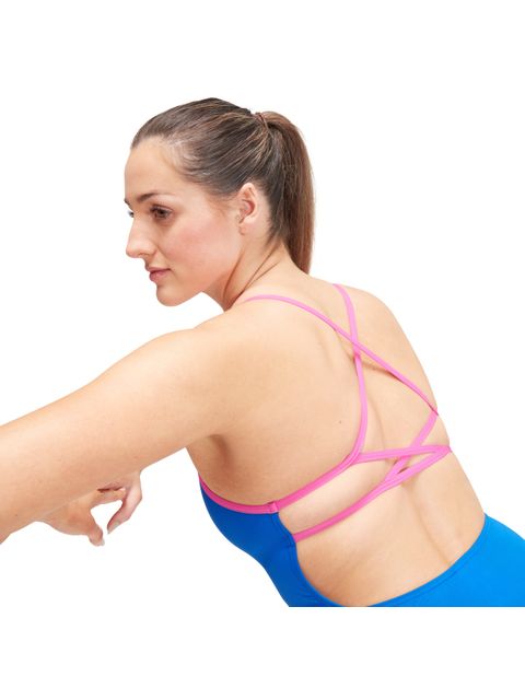 Speedo Lattice Back One Piece - Cobalt/Candy