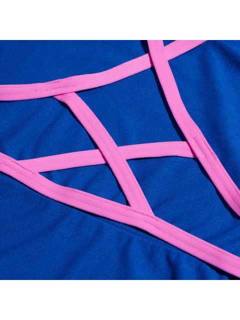 Speedo Lattice Back One Piece - Cobalt/Candy