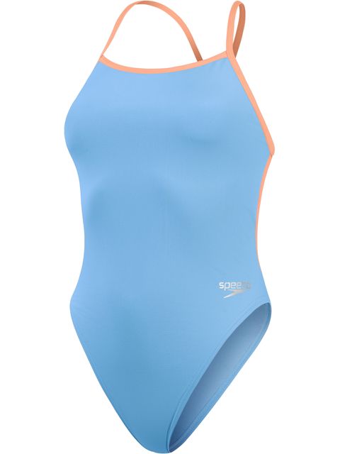 Speedo V-Back One Piece - Blue/Peach