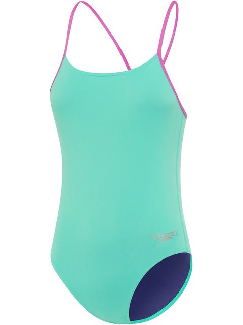 Speedo Solid Lane Line Back One Piece - Arctic Glass
