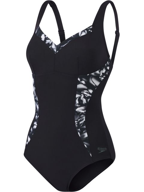 Speedo Visually Shape Body One Piece - Black/White