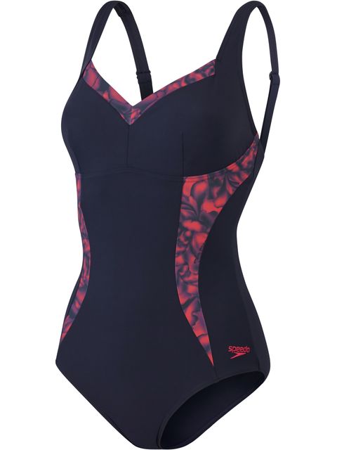 Speedo Visually Shape Body One Piece - Navy/Berry