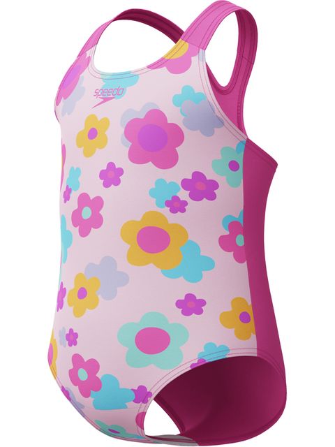 Speedo Toddler Girls Print One Piece - Neon Flamingo