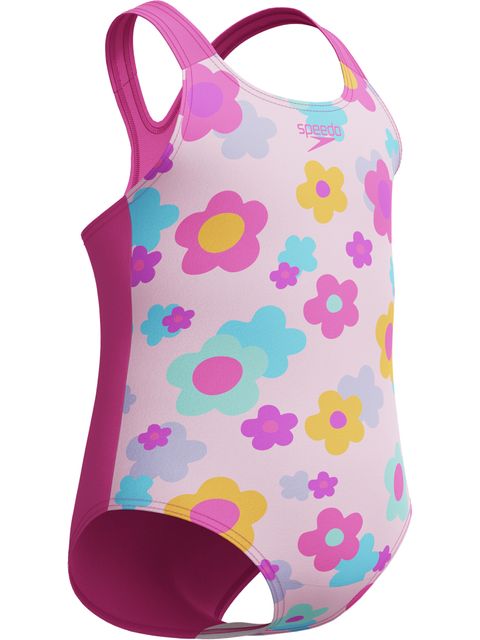 Speedo Toddler Girls Print One Piece - Neon Flamingo