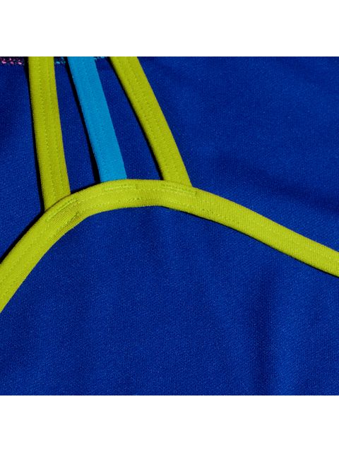 Speedo Lane Line Back One Piece - Blue/Pink/Lime