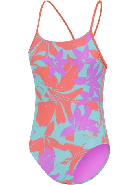 Speedo Allover Lane Line Back One Piece - Kaluna Floral/Arctic Glass