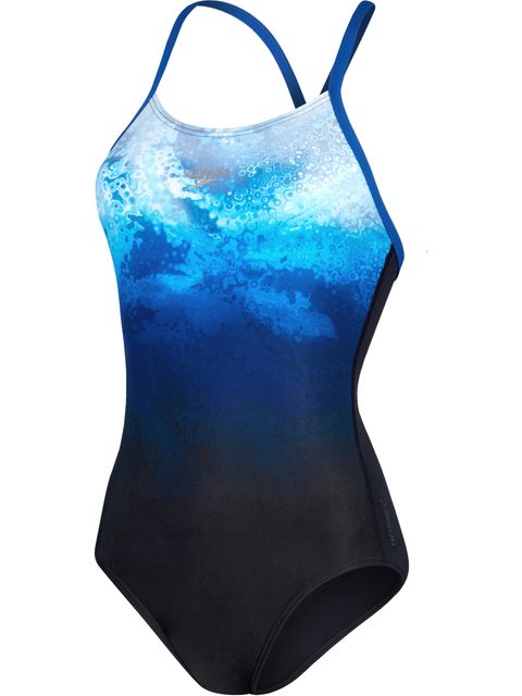 Speedo Fixed X-Back One Piece - Black/Navy/White