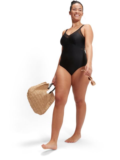 Speedo Shaping Mesh Detail One Piece - Black