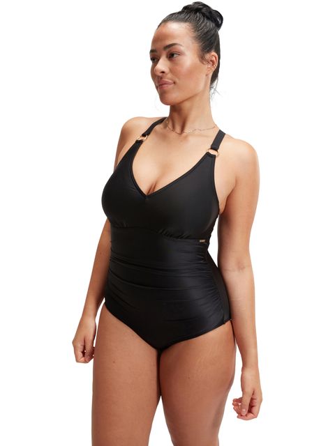 Speedo Shaping V-Neck One Piece - Black