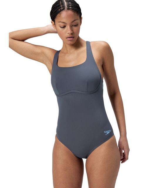 Speedo Flex Band Swim Bra One Piece - Grey Lead