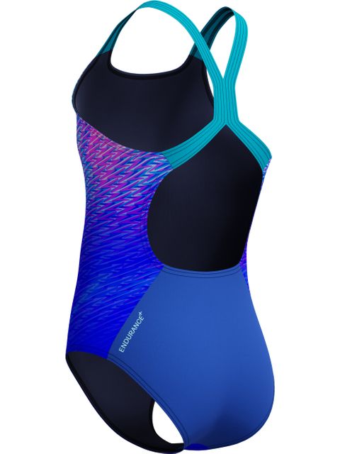 Speedo Print Placement Powerback One Piece - Sapphire/Blue