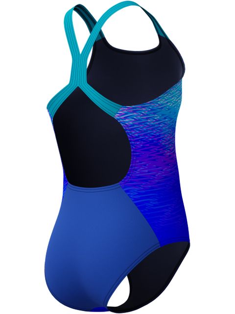 Speedo Print Placement Powerback One Piece - Sapphire/Blue