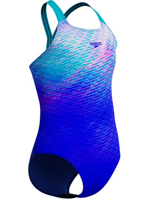 Speedo Print Placement Powerback One Piece - Sapphire/Blue