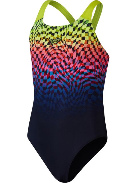 Speedo Powerback One Piece - Black/Lime/Pink