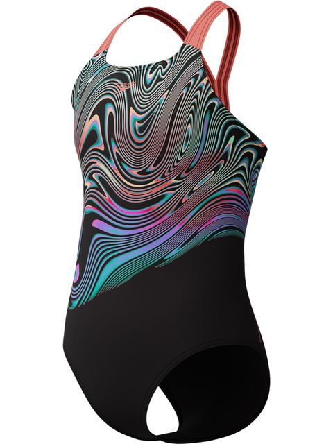 Speedo Digital Placement Powerback One Piece - Neon Coral