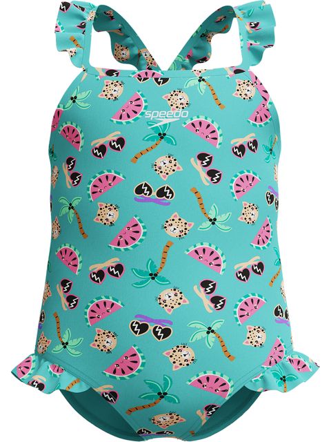 Speedo Toddlers Frill One Piece - Watermelon/Arctic Glass
