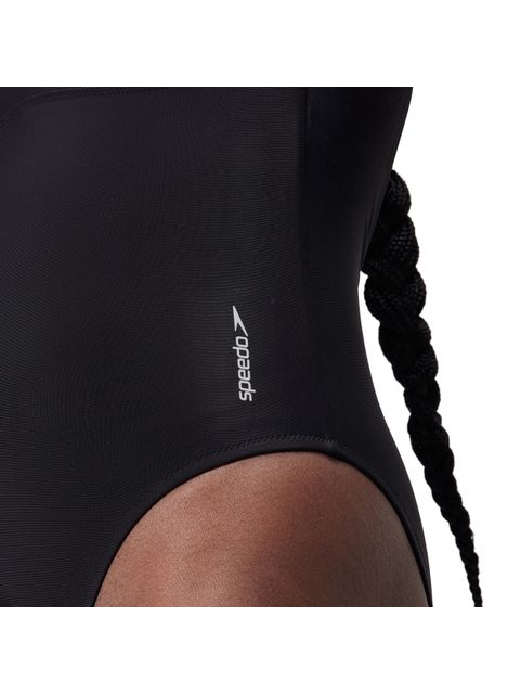 Speedo Solid Highneck One Piece - Anthracite