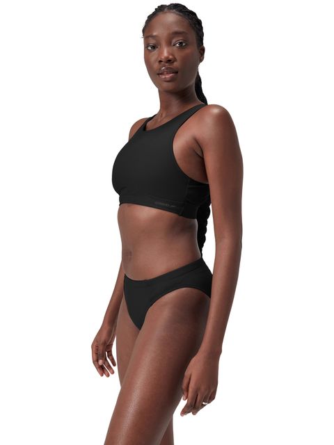 Speedo Solid Highneck Bikini Top with Mesh - Anthracite