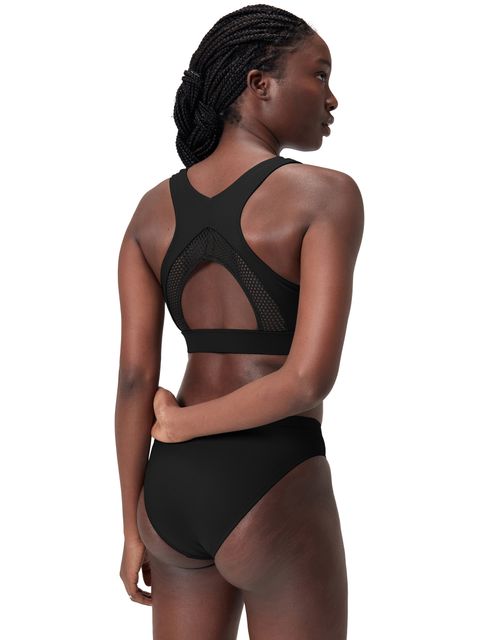 Speedo Solid Highneck Bikini Top with Mesh - Anthracite