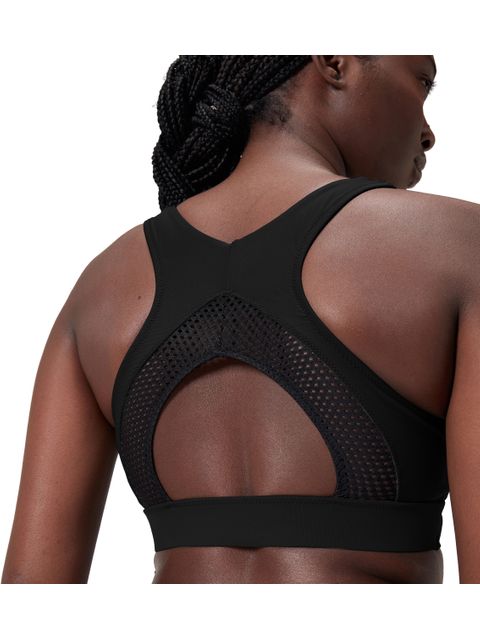 Speedo Solid Highneck Bikini Top with Mesh - Anthracite