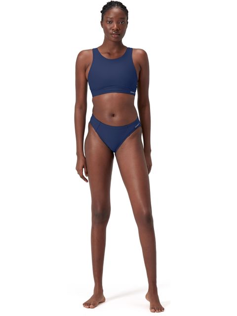 Speedo Solid Highneck Bikini Top with Mesh - Cerulean Blue