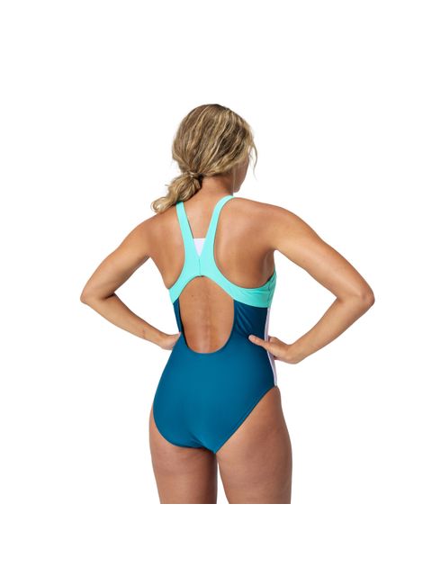 Speedo Zip Colorblock One Piece - Dark Teal