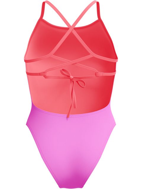 Speedo Solid Lattice Tie Back One Piece - Neon/Violet