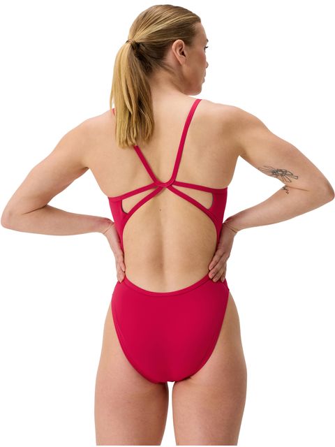 Speedo Solid Web Back One Piece - Ruby