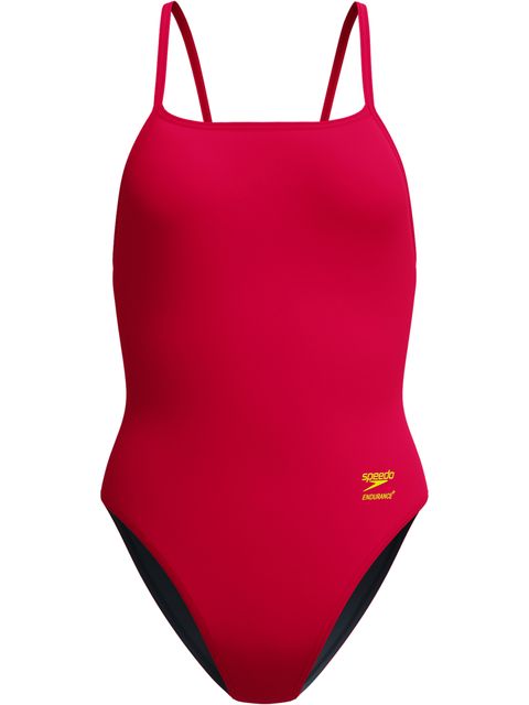 Speedo Solid Web Back One Piece - Ruby