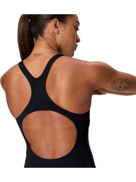 Speedo Printed Medalist One Piece - Black/Cobalt