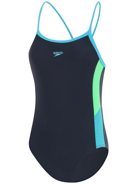 Speedo Thinstrap Muscleback One Piece - Navy/Blue/Green