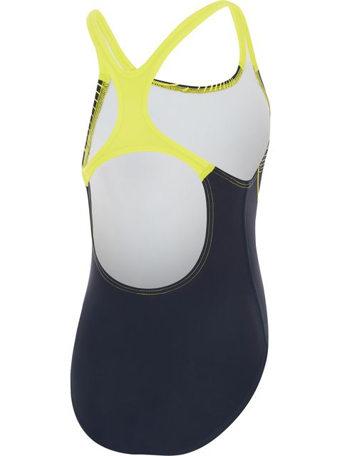 Speedo Medley Logo One Piece - Navy/Lemon
