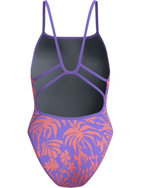 Speedo Printed Web Back On Piece - Coral Cluster/Indigo Glow