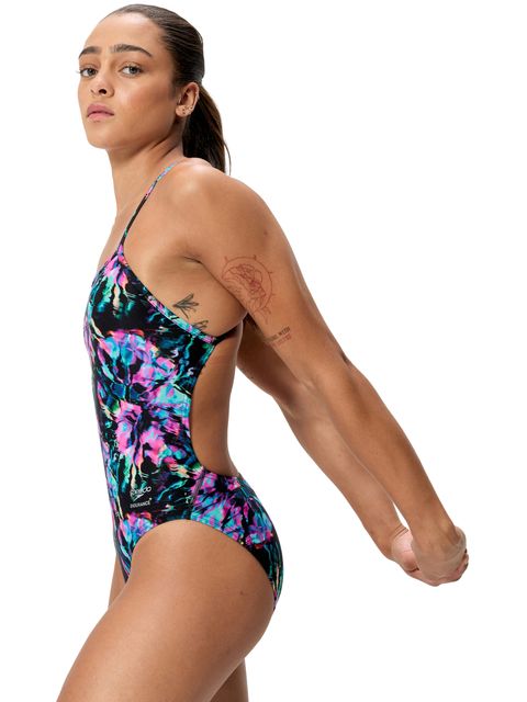 Speedo Print V-Back 2.0 One Piece - Glitchy/Black