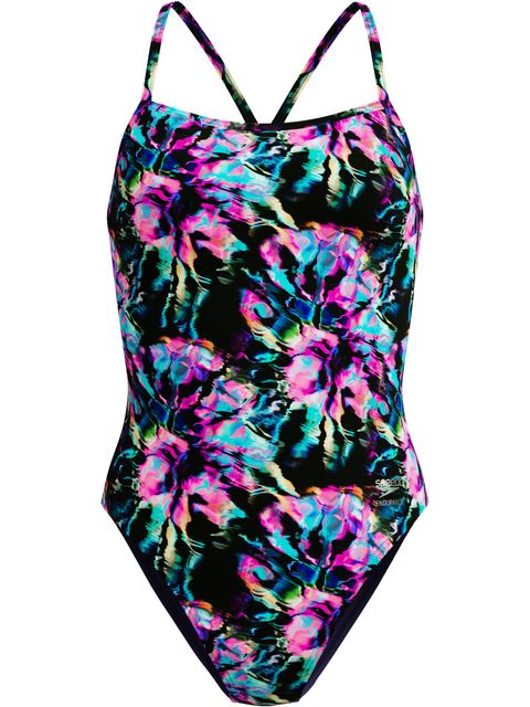 Speedo Print V-Back 2.0 One Piece - Glitchy/Black