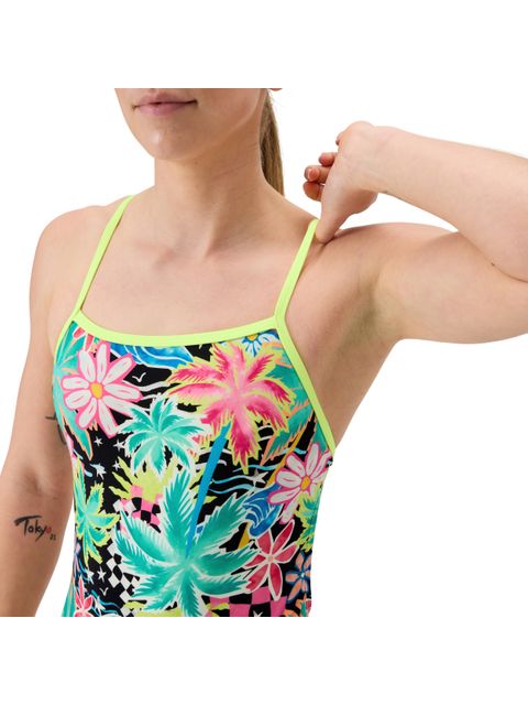 Speedo Printed V-Back 2.0 One Piece - Tropicana/Black