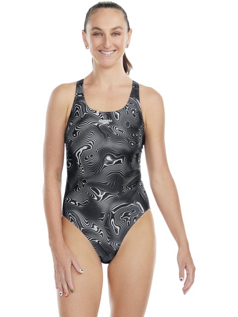 Speedo Powerback One Piece - Black/Charcoal
