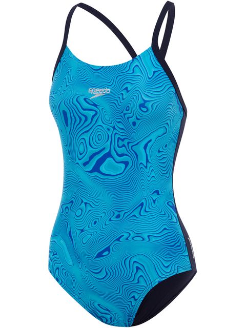 Speedo Fixed X-Back One Piece - Navy/Blue