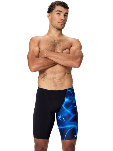 Speedo Mens Print V-Cut Jammers - Anthracite/Sapphire