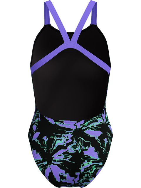 Speedo Printed Leaderback One Piece - Floral Glitch/Black