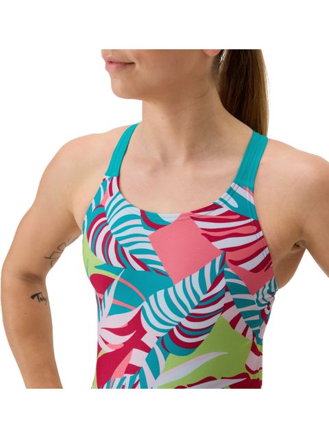 Speedo Printed Leaderback One Piece - Fronds/Turquoise Gem