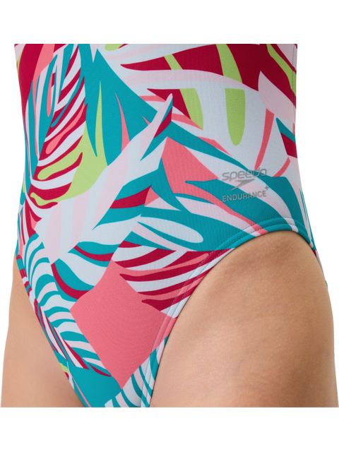 Speedo Printed Leaderback One Piece - Fronds/Turquoise Gem