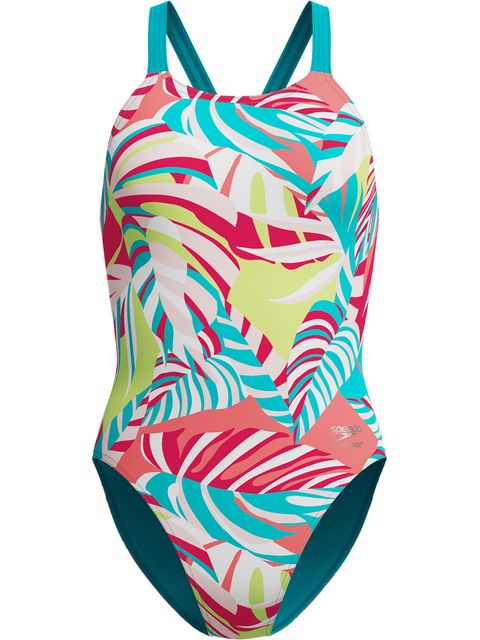 Speedo Printed Leaderback One Piece - Fronds/Turquoise Gem