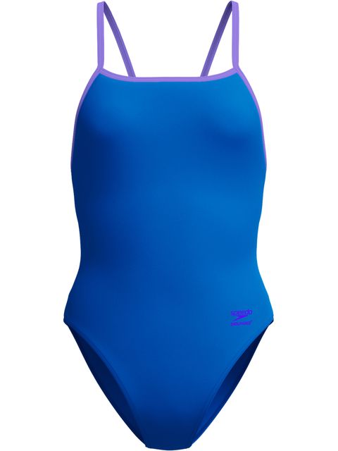 Speedo Solid Tri Back One Piece - Lagoon Blue/Indigo Glow
