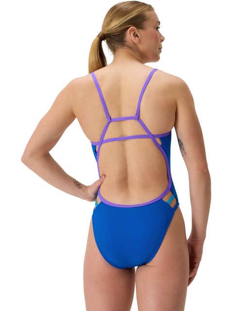 Speedo Solid Tri Back One Piece - Lagoon Blue/Indigo Glow