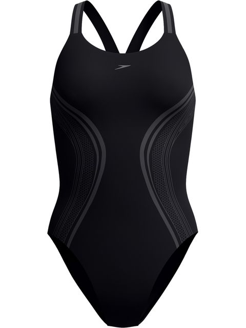 Speedo Printed Performance Back One Piece - Black