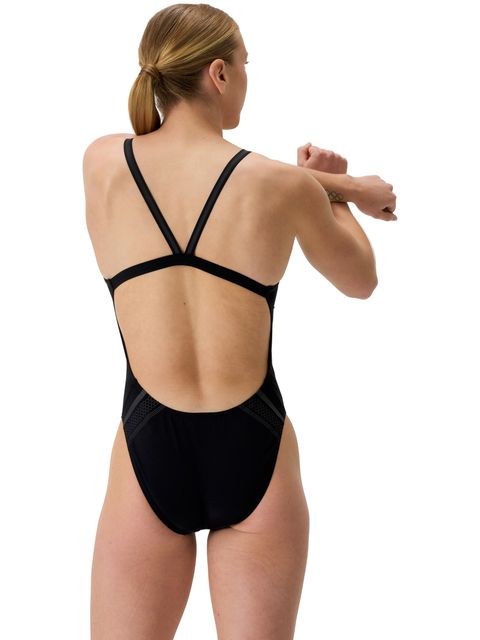 Speedo Printed Active Back One Piece - Black
