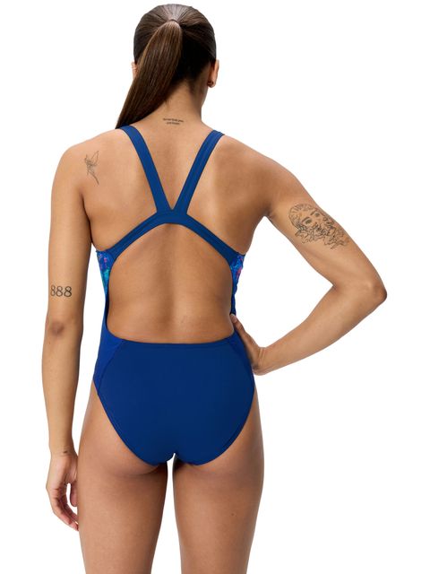 Speedo Placement Print Leaderback One Piece - Pixel Pool/Navy